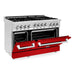 ZLINE 48 Inch 6.0 cu. ft. Range with Gas Stove and Gas Oven In Stainless Steel and Red Gloss Door RG-RG-48