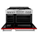 ZLINE 48 Inch 6.0 cu. ft. Range with Gas Stove and Gas Oven In Stainless Steel and Red Gloss Door RG-RG-48