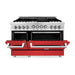 ZLINE 48 Inch 6.0 cu. ft. Range with Gas Stove and Gas Oven In Stainless Steel and Red Matte Door RG-RM-48