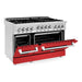 ZLINE 48 Inch 6.0 cu. ft. Range with Gas Stove and Gas Oven In Stainless Steel and Red Matte Door RG-RM-48