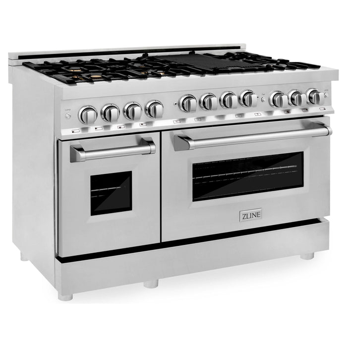 ZLINE 48 Inch 6.0 cu. ft. Range with Gas Stove and Gas Oven In Stainless Steel with Brass Burners RG-BR-48