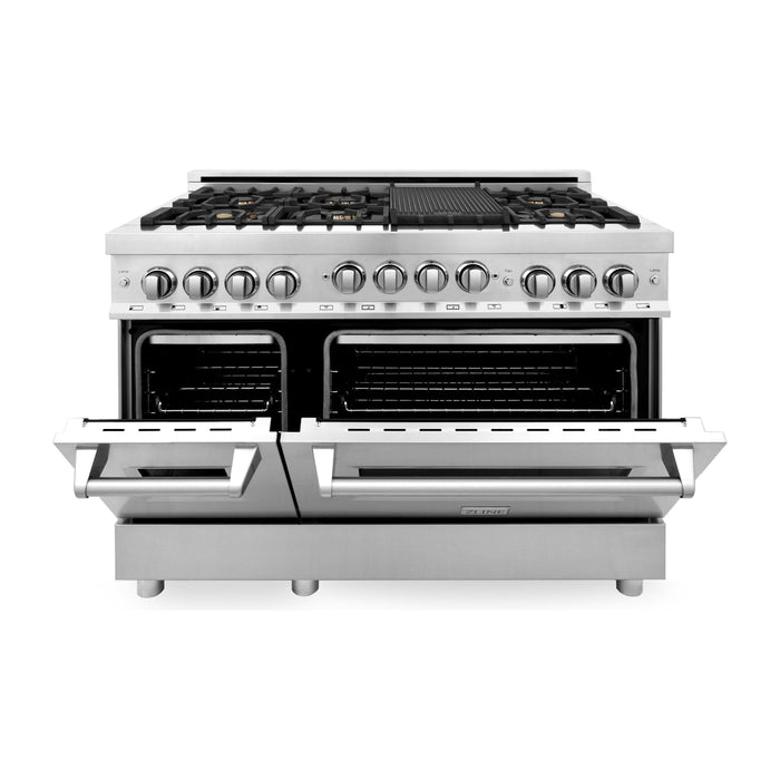 ZLINE 48 Inch 6.0 cu. ft. Range with Gas Stove and Gas Oven In Stainless Steel with Brass Burners RG-BR-48