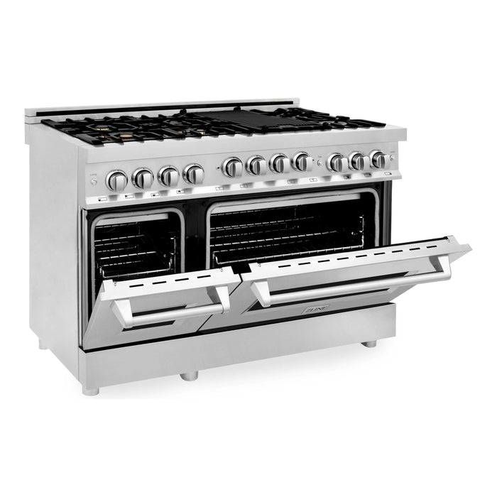 ZLINE 48 Inch 6.0 cu. ft. Range with Gas Stove and Gas Oven In Stainless Steel with Brass Burners RG-BR-48