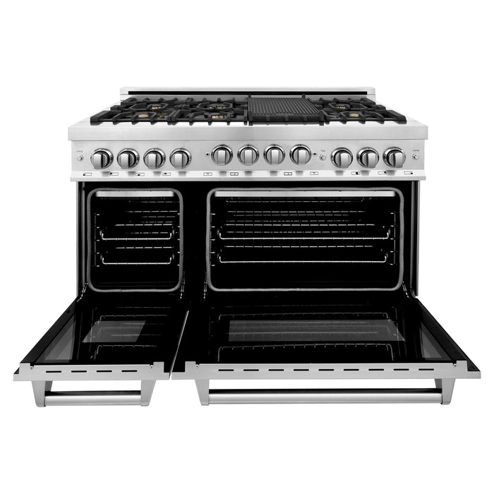 ZLINE 48 Inch 6.0 cu. ft. Range with Gas Stove and Gas Oven In Stainless Steel with Brass Burners RG-BR-48