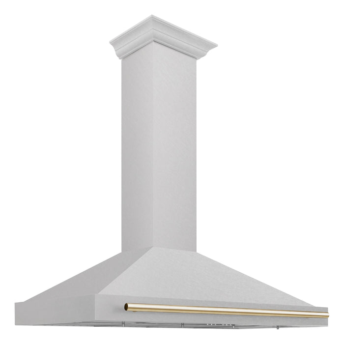 ZLINE 48 Inch Autograph Edition DuraSnow® Stainless Steel Range Hood with Gold Handle, KB4SNZ-48-G