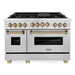 ZLINE 48 Inch Autograph Edition Gas Range in DuraSnow® Stainless Steel with Champagne Bronze Accents, RGSZ-SN-48-CB