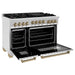 ZLINE 48 Inch Autograph Edition Gas Range in DuraSnow® Stainless Steel with Champagne Bronze Accents, RGSZ-SN-48-CB