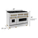 ZLINE 48 Inch Autograph Edition Gas Range in DuraSnow® Stainless Steel with Champagne Bronze Accents, RGSZ-SN-48-CB