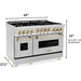 ZLINE 48 Inch Autograph Edition Gas Range in Stainless Steel with White Matte Door and Champagne Bronze Accents RGZ-WM-48-CB