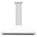 ZLINE 48 Inch Autograph Edition Stainless Steel Range Hood with a White Matte Shell and Matte Black Handle, KB4STZ-WM48-MB