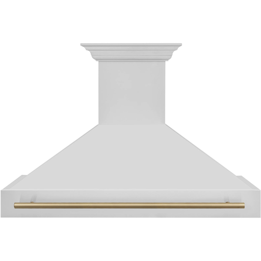 ZLINE 48 Inch Autograph Edition Stainless Steel Range Hood with Champagne Bronze Handle 8654STZ-48-CB