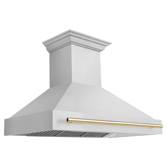 ZLINE 48 Inch Autograph Edition Stainless Steel Range Hood with Gold Handle 8654STZ-48-G