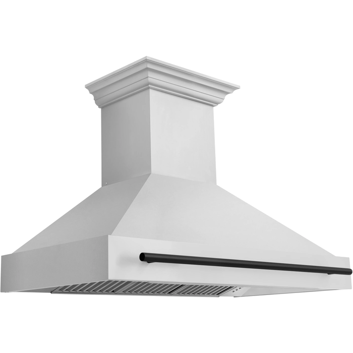 ZLINE 48 Inch Autograph Edition Stainless Steel Range Hood with Matte Black Handle 8654STZ-48-MB