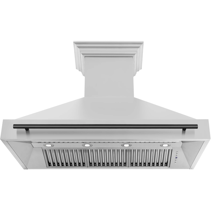 ZLINE 48 Inch Autograph Edition Stainless Steel Range Hood with Matte Black Handle 8654STZ-48-MB