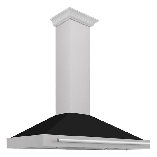 ZLINE 48 Inch DuraSnow® Stainless Steel Range Hood with Black Matte Shell and Stainless Steel Handle, KB4SNX-BLM-48