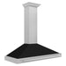 ZLINE 48 Inch DuraSnow® Stainless Steel Range Hood with Black Matte Shell and Stainless Steel Handle, KB4SNX-BLM-48