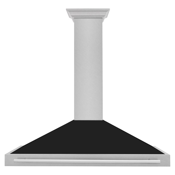 ZLINE 48 Inch DuraSnow® Stainless Steel Range Hood with Black Matte Shell and Stainless Steel Handle, KB4SNX-BLM-48