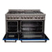 ZLINE 48-Inch Professional Dual Fuel Range In DuraSnow Stainless with Blue Matte Door RAS-BM-48