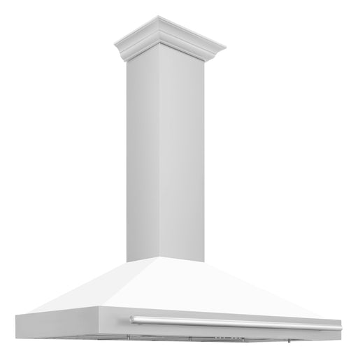 ZLINE 48 Inch Stainless Steel Range Hood with White Matte Shell and Stainless Steel Handle, KB4STX-WM-48