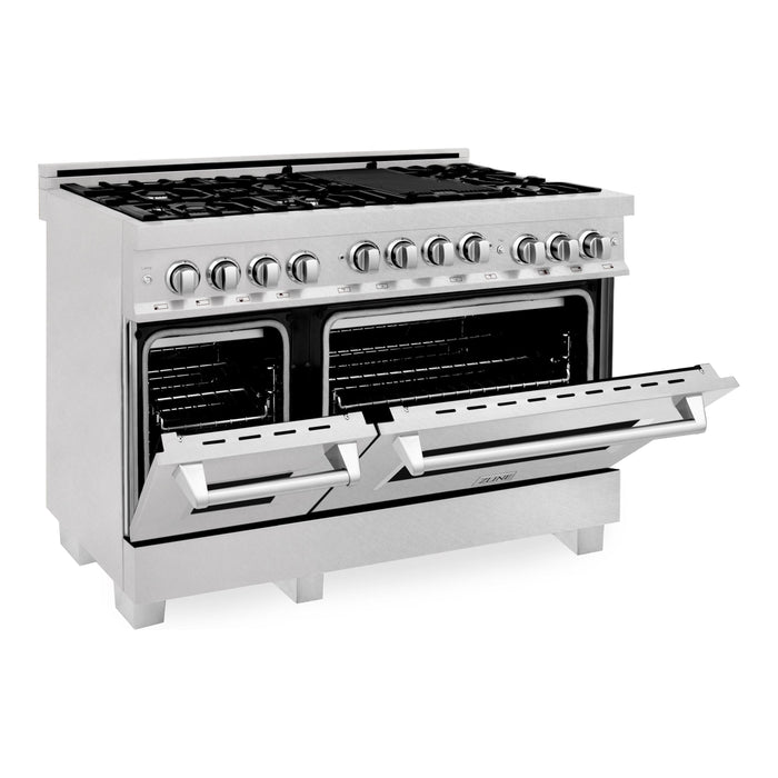 ZLINE 48" Range 6.0 cu. ft. with Gas Stove and Gas Oven in DuraSnow® Stainless Steel, RGS-SN-48