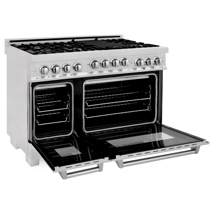 ZLINE 48" Range 6.0 cu. ft. with Gas Stove and Gas Oven in DuraSnow® Stainless Steel, RGS-SN-48