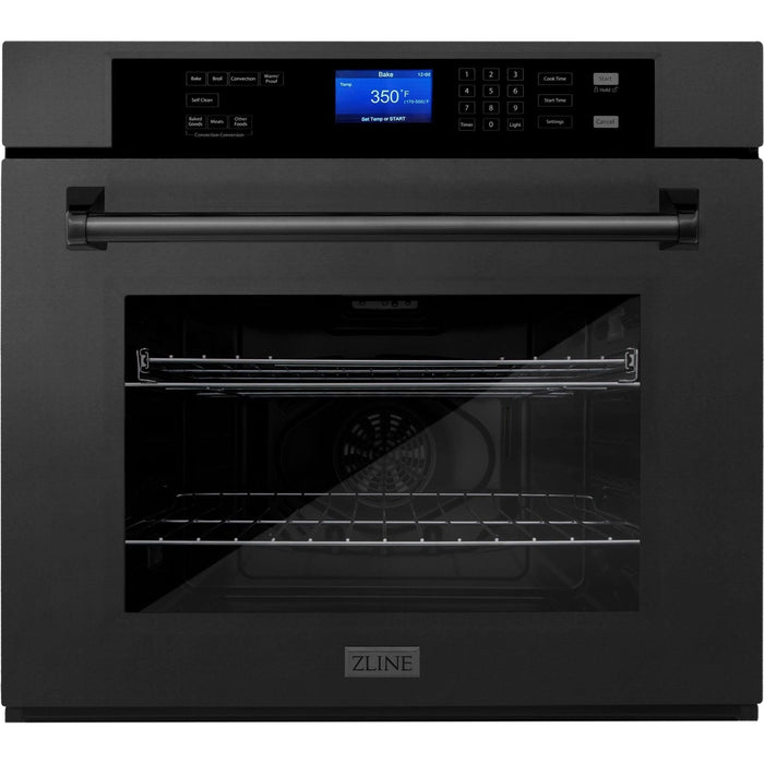 ZLINE 5-Piece Appliance Package - 36 In. Gas Rangetop, Range Hood, Refrigerator, Dishwasher and Wall Oven in Black Stainless Steel, 5KPR-RTBRH36-AWSDWV