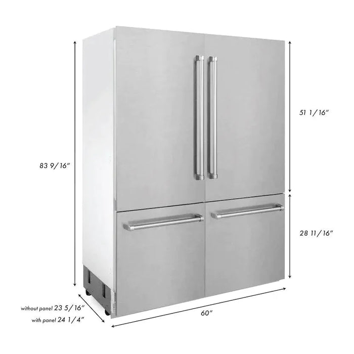 ZLINE 60" 32.2 cu. ft. Built-In Refrigerator with Internal Water and Ice Dispenser in Fingerprint Resistant Stainless Steel, RBIV-SN-60