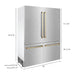 ZLINE 60" Autograph 32.2 cu. ft. Built-In Refrigerator with Internal Water and Ice Dispenser in Fingerprint Resistant Stainless Steel with Gold Accents, RBIVZ-SN-60-G