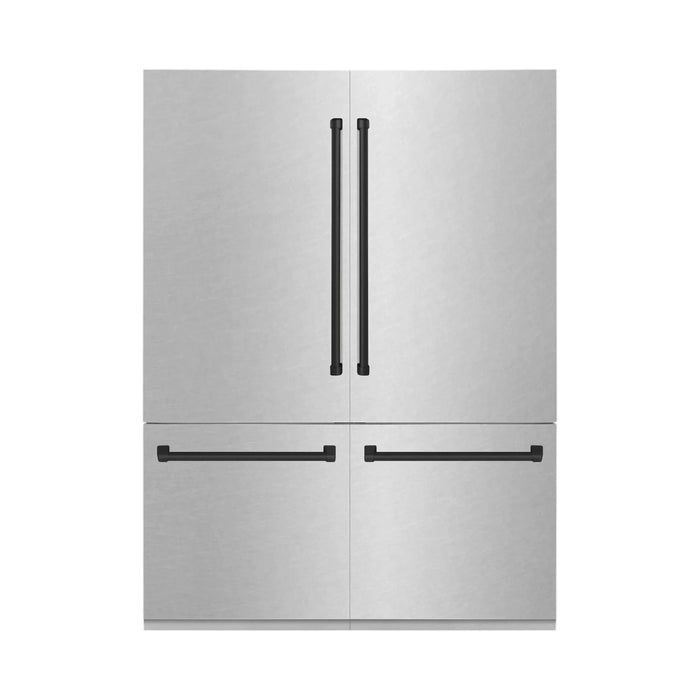 ZLINE 60" Autograph 32.2 cu. ft. Built-In Refrigerator with Internal Water and Ice Dispenser in Fingerprint Resistant Stainless Steel with Matte Black Accents, RBIVZ-SN-60-MB