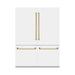 ZLINE 60 In. 32.2 cu. ft. Built-In Refrigerator with Internal Water and Ice Dispenser in White Matte with Champagne Bronze Accents, RBIVZ-WM-60-CB