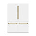 ZLINE 60 In. 32.2 cu. ft. Built-In Refrigerator with Internal Water and Ice Dispenser in White Matte with Gold Accents, RBIVZ-WM-60-G