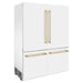 ZLINE 60 In. 32.2 cu. ft. Built-In Refrigerator with Internal Water and Ice Dispenser in White Matte with Gold Accents, RBIVZ-WM-60-G