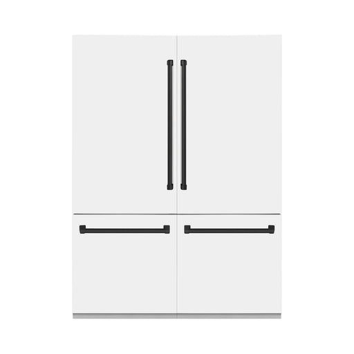 ZLINE 60 In. 32.2 cu. ft. Built-In Refrigerator with Internal Water and Ice Dispenser in White Matte with Matte Black Accents, RBIVZ-WM-60-MB