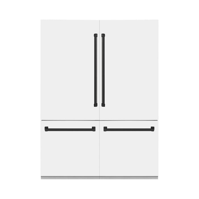 ZLINE 60 In. 32.2 cu. ft. Built-In Refrigerator with Internal Water and Ice Dispenser in White Matte with Matte Black Accents, RBIVZ-WM-60-MB