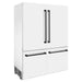 ZLINE 60 In. 32.2 cu. ft. Built-In Refrigerator with Internal Water and Ice Dispenser in White Matte with Matte Black Accents, RBIVZ-WM-60-MB