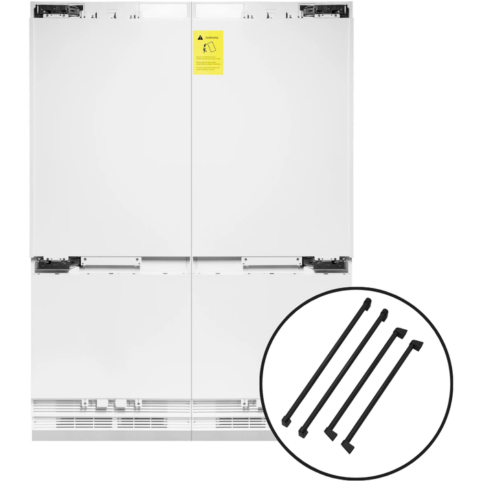 ZLINE 60 In. 32.2 cu. Ft. Panel Ready Built-In 4-Door French Door Refrigerator with Matte Black Handles, RBIV-60-B