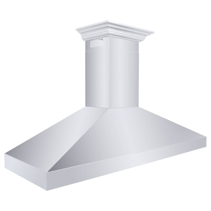 ZLINE 60 in. Professional Convertible Vent Wall Mount Range Hood In Stainless Steel with Crown Molding 597CRN-60