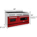 ZLINE 60 In. Professional Dual Fuel Range in DuraSnow®Stainless Steel with Red Gloss Door, RAS-RG-60