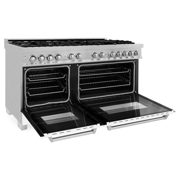 ZLINE 60 In. Professional Dual Fuel Range in DuraSnow®Stainless Steel with White Matte Door, RAS-WM-60