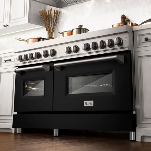 ZLINE 60 In. Professional Dual Fuel Range in Stainless Steel with Black Matte Door, RA-BLM-60