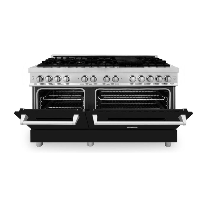 ZLINE 60 In. Professional Dual Fuel Range in Stainless Steel with Black Matte Door, RA-BLM-60