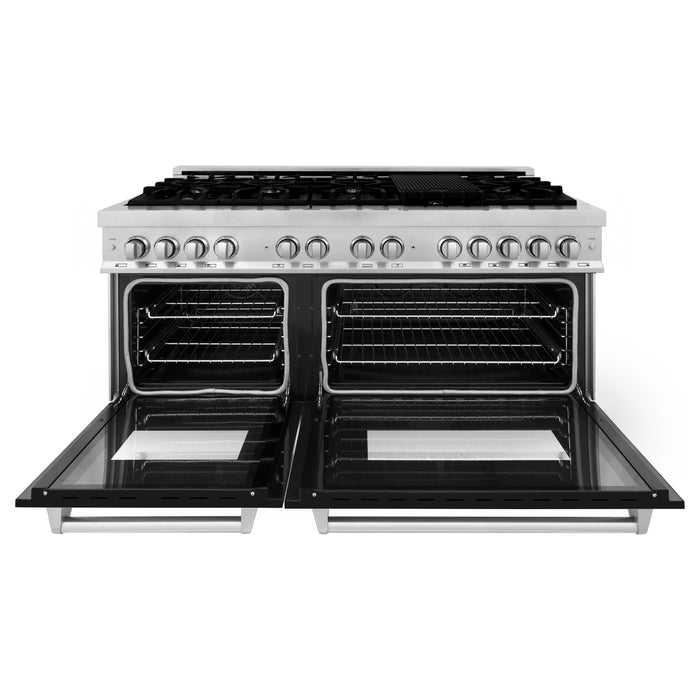 ZLINE 60 In. Professional Dual Fuel Range in Stainless Steel with Black Matte Door, RA-BLM-60