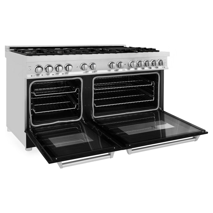 ZLINE 60 In. Professional Dual Fuel Range in Stainless Steel with Black Matte Door, RA-BLM-60