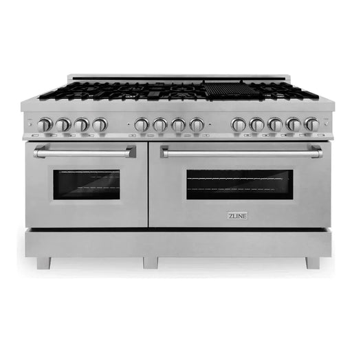 ZLINE 60 In. Professional Dual Fuel Range in Stainless Steel with DuraSnow®Stainless Steel Door, RA-SN-60