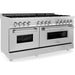 ZLINE 60 in. Professional Gas Burner and 7.4 cu. ft. Electric Oven In Stainless Steel RA60