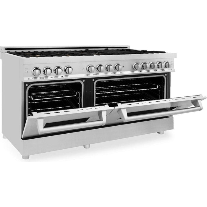 ZLINE 60 in. Professional Gas Burner with Brass Burners and 7.6 cu. ft. Electric Oven In Stainless Steel RA-BR-60