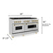 ZLINE 60 Inch Autograph Edition Dual Fuel Range In Stainless Steel with Gold Accents RAZ-60-G