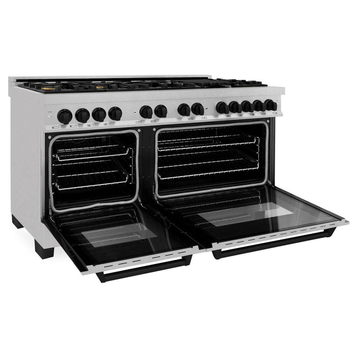 ZLINE 60 Inch Autograph Edition Dual Fuel Range in Stainless Steel with Matte Black Accents, RASZ-60-MB