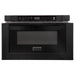 ZLINE Appliance Bundle - 36 in. Dual Fuel Range, Range Hood, Microwave Drawer, Refrigerator in Black Stainless, Bundle-4KPR-RABRH36-MW