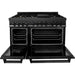 ZLINE Appliance Bundle - 48 in. Dual Fuel Range, Range Hood, Microwave Drawer, Refrigerator in Black Stainless, Bundle-4KPR-RABRH48-MW